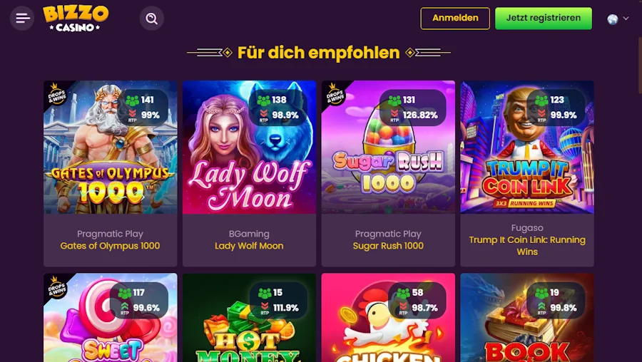 Bizzo Casino Spiele